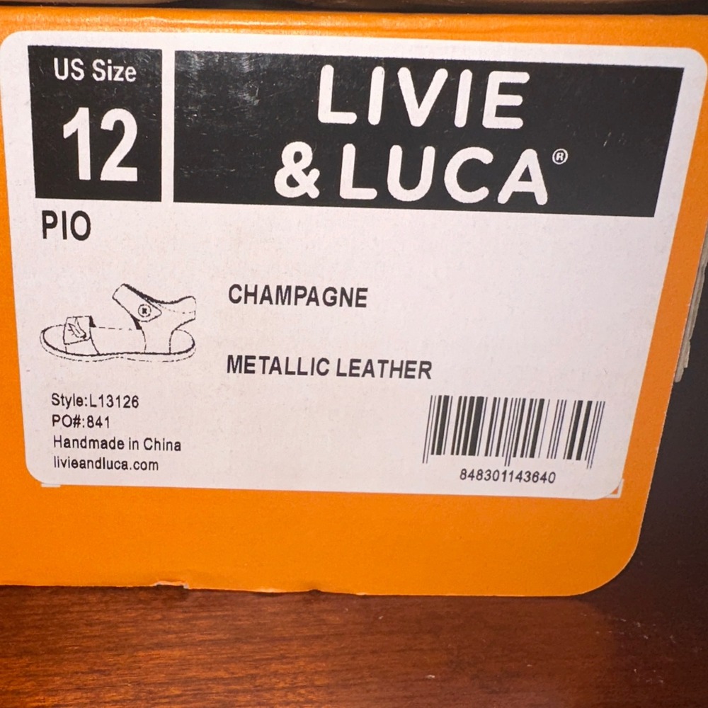 Livie & Luca Pio‎ Metallic Champagne Leather Sandals Girl Size 12 Toddler NIB - Picture 8 of 12